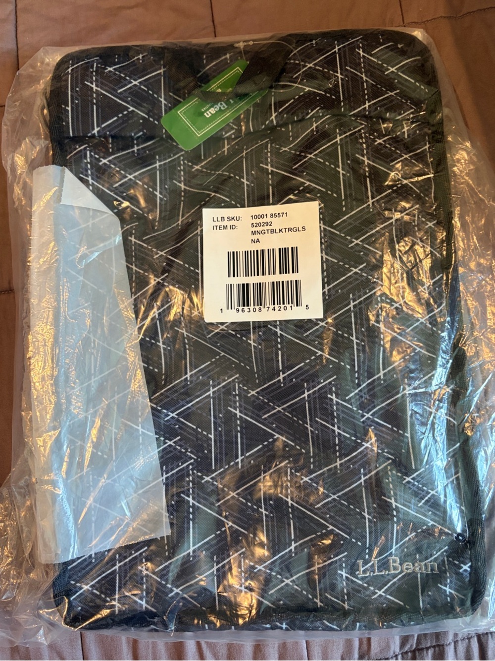 RARE NWT L.L. Bean Black & White Abstract Pattern Laptop or Tablet Sleeve